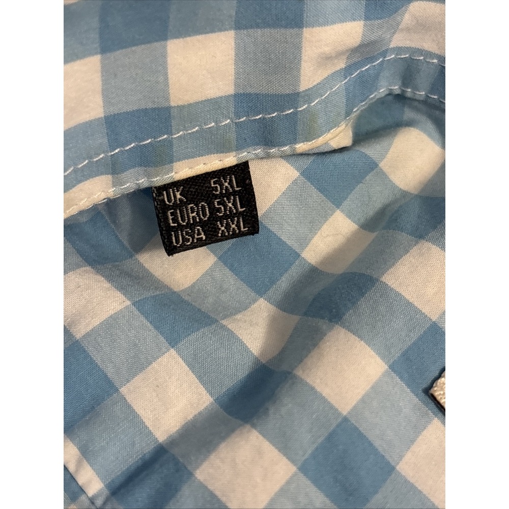 Barbour Shirt 2XL Tailored Fit Long Sleeve Button Down Blue/White Gingham Cotton - Picture 4 of 7